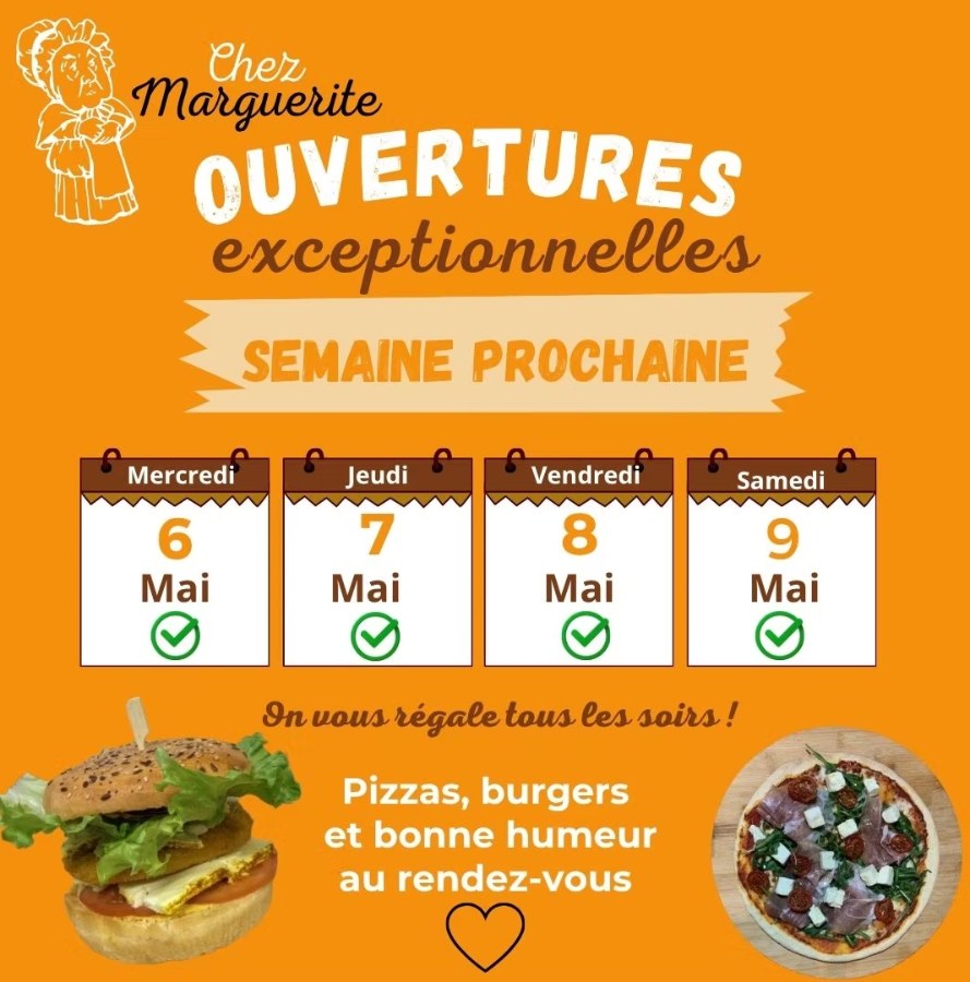 📅 Semaine prochaine, Chez Marguerite vous régale plusieurs soirs d’affilée 🧡